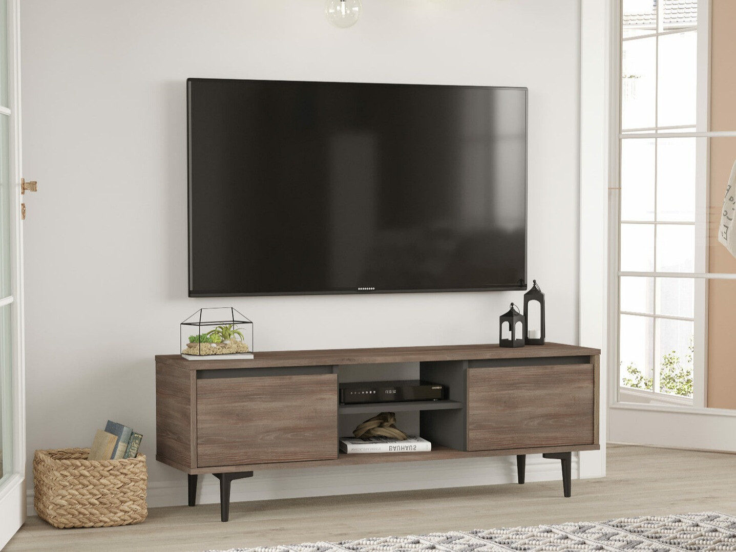 TV staliukas Kailua AJ103 (Tamsus medis) Svetainės baldai Baldai1.lt